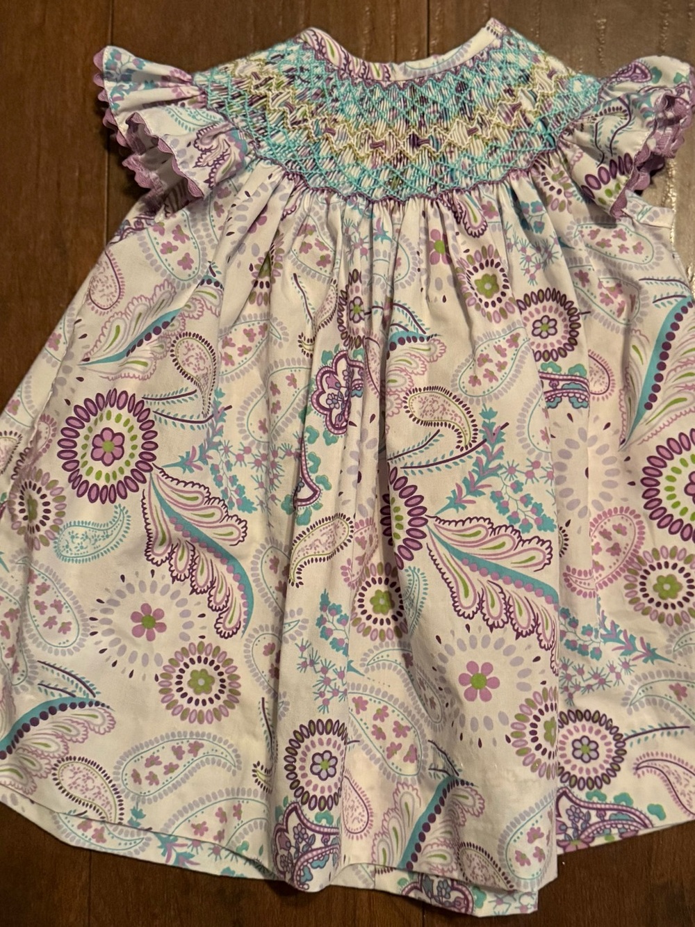 NWOT Stellybelly Boutique Girls Smocked Paisley Print Dress